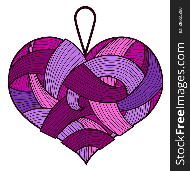 Purple heart from ribbons. You can use it like design element for Valentines Day