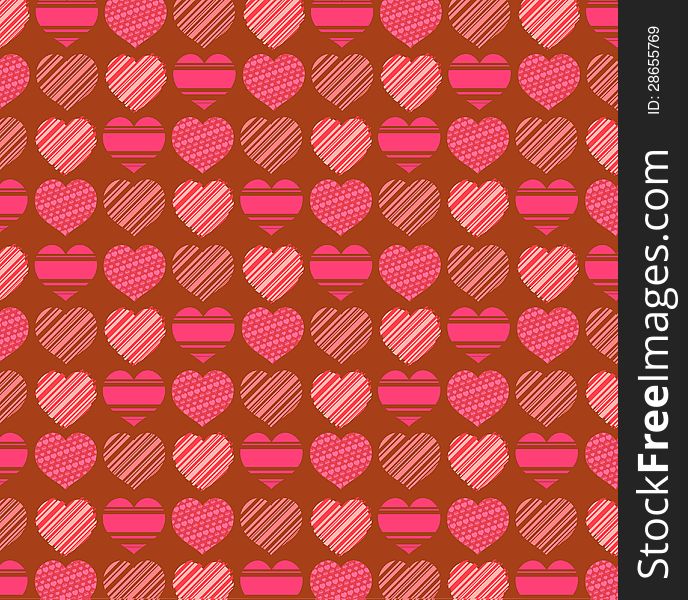 Valentines Day pattern background with pink color and red background