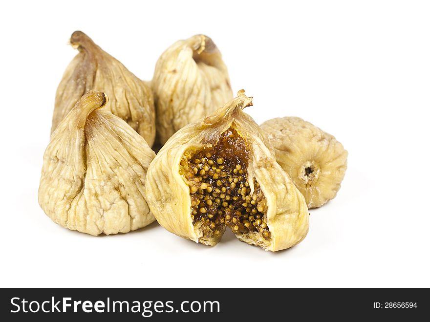 Dried figs isolated on white.