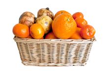 Wicker Basket With Fruits Royalty Free Stock Image