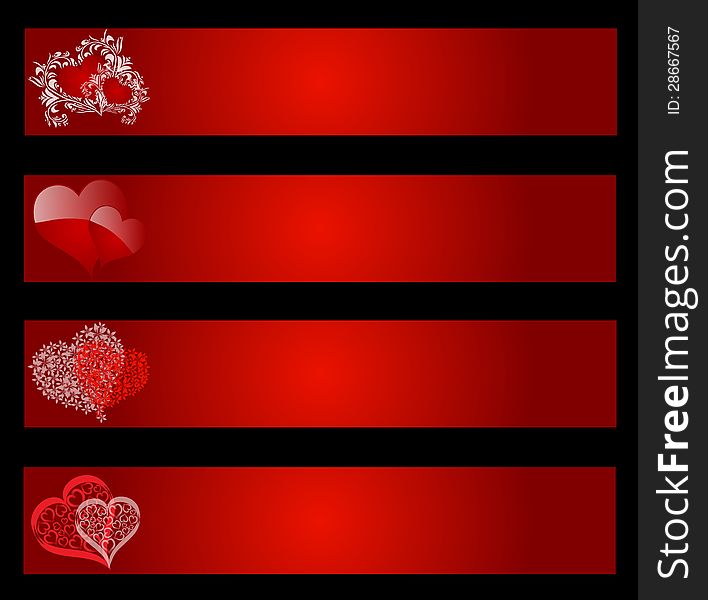 Valentines day banners with abstract hearts for your design. Valentines day banners with abstract hearts for your design