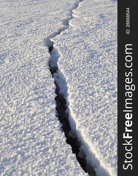 The ice on the lake Pskovskoe. Winter destinations of the island Belov.