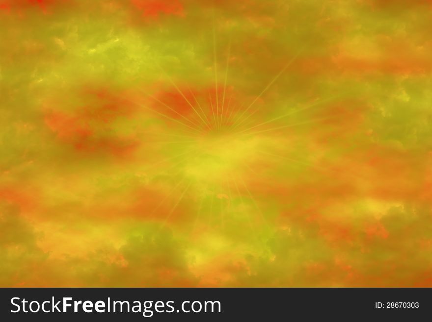 Yellow, orange, and green blur background with starburst in the middle. Yellow, orange, and green blur background with starburst in the middle