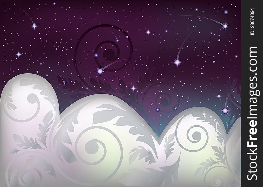 Night sky banner, vector illustration