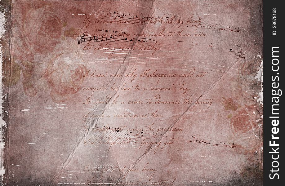 Vintage pink background with roses