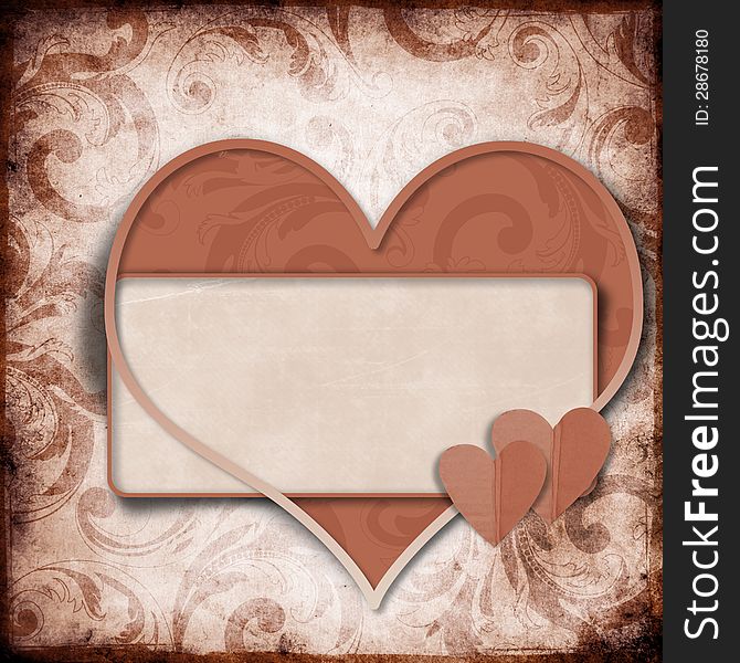 Vintage background with frame and  heart