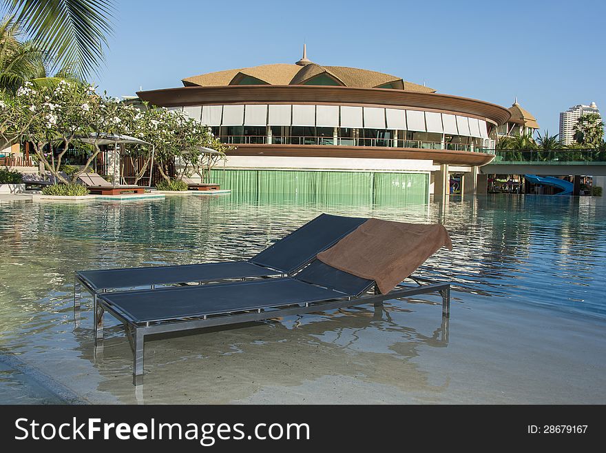 Close Up Two Empty Pool Bed In Swimming Pool