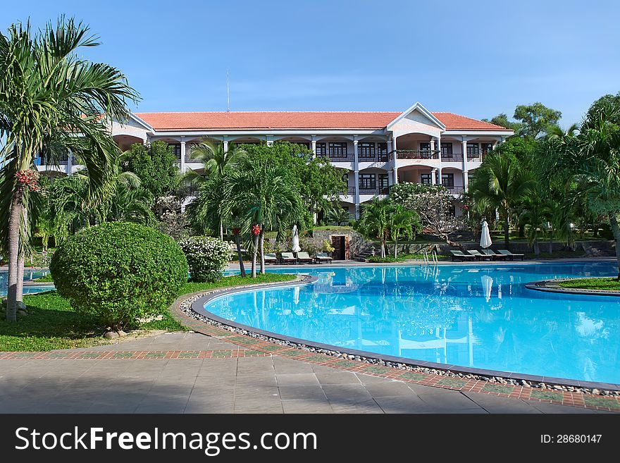 Tropical resort with swimming pool