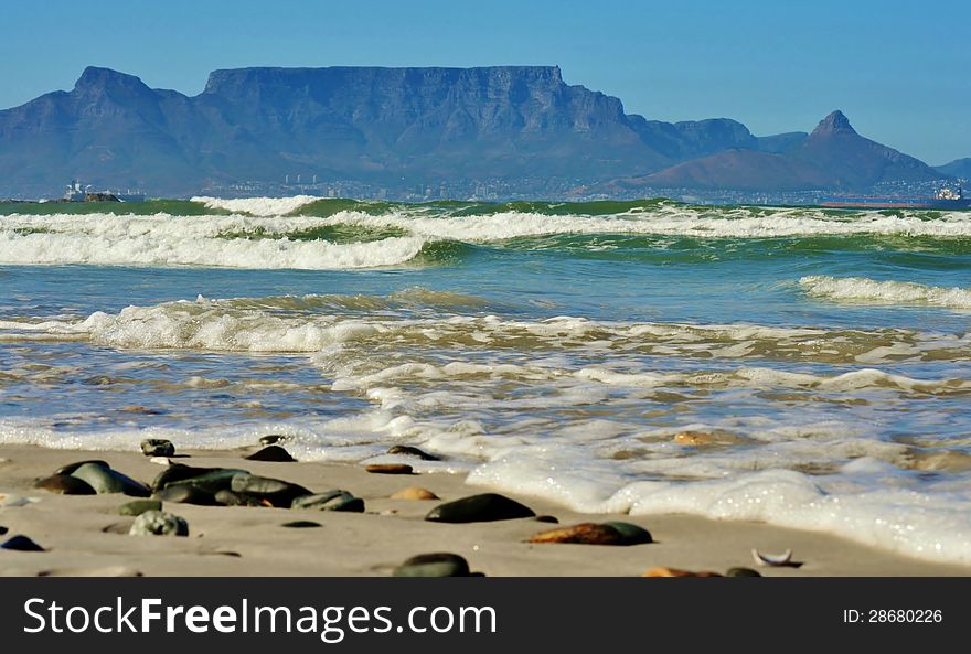 Seascape with table mountain in the background