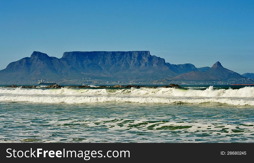 Seascape with table mountain in the background