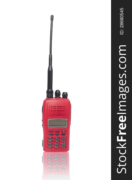 Red radio communication on white background