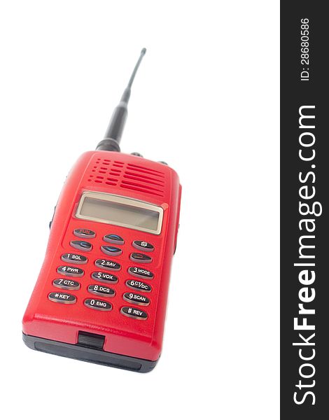 Red radio communication on white background