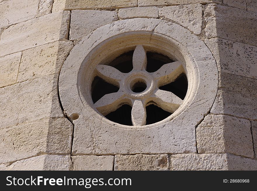 Stone Rudder On Ship, Window On Church