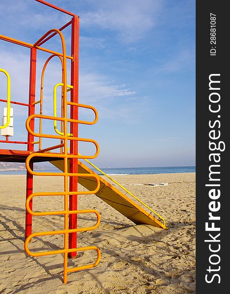 Colorful children chute on Beach