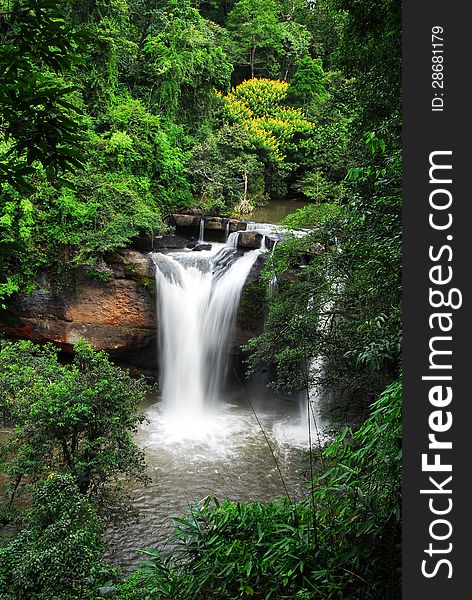 Waterfall in deep forest of Kaoyai Thailand