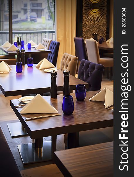 Restaurant table in stylish interior