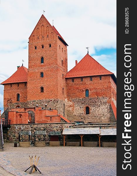 Red brick castle, a historical landmark in Trakai