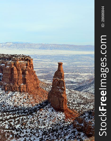 The red rock formations in winter. The red rock formations in winter