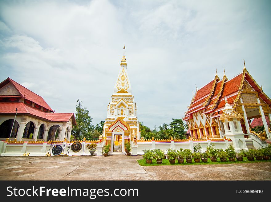 A white and gold pagoda in Asia