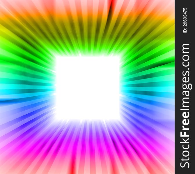 Square blank  sguare with rainbow beams illustration