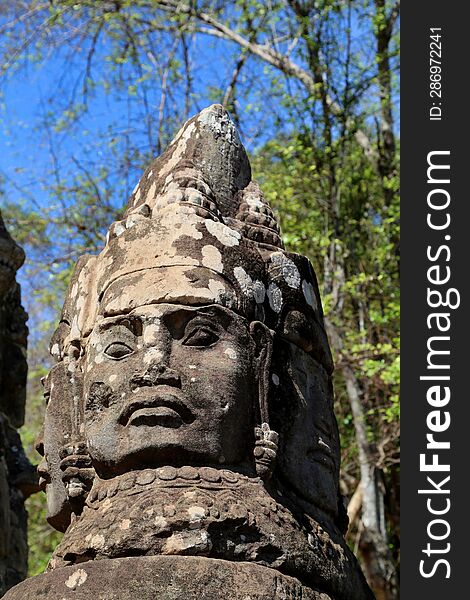 Stone statues, ancient civilization. Phnom Penh-Siam Reap-Angkor Wat.Siem Reap City