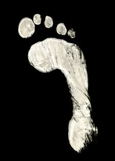 Right Footprint On Black Stock Image