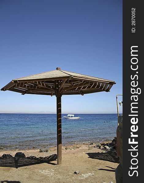 Parasol on beach, red sea