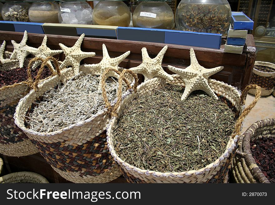 Star fish herb at local market in dahab, red sea region, sinai, egypt