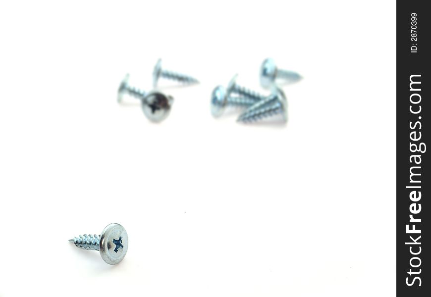 Screws are on white background