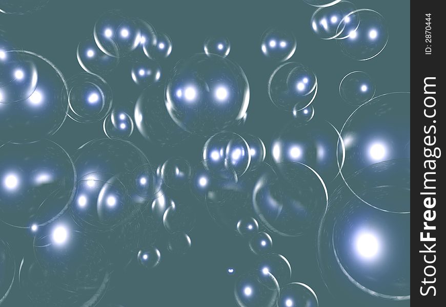 Transparent blue 3d bubbles - background