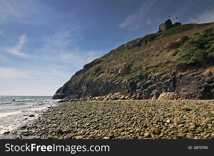 Criccieth Castle and coast in Wales