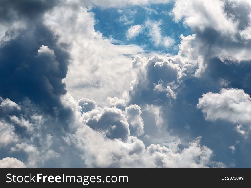 Large cumulus clouds in the blue sky. Large cumulus clouds in the blue sky
