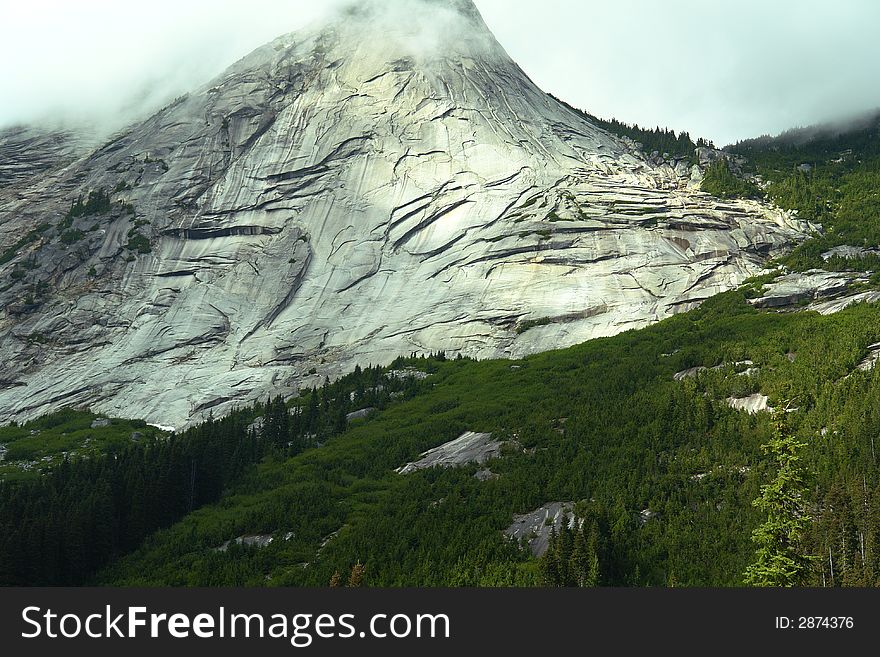 Weathered rock mountaintop in British Columbia, Canada