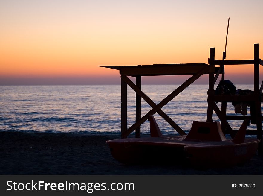 Sunrise on the beach of capaci (Palermo)