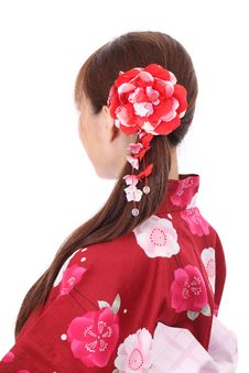 Profile Of Asian Woman In Kimono Royalty Free Stock Photos