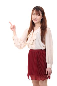 Young Asian Woman Pointing Stock Photos
