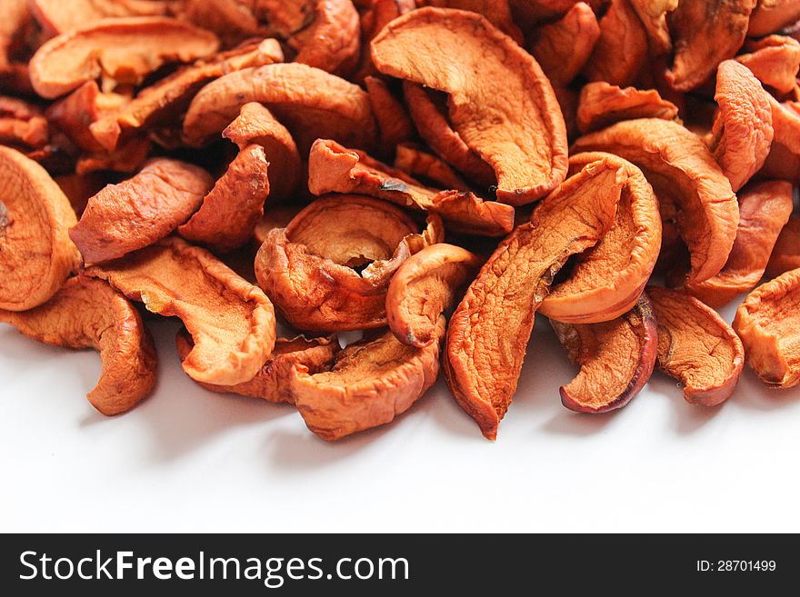 Dried Apples On The White Background