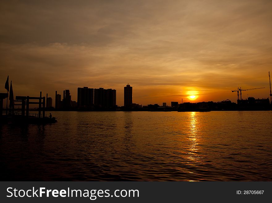 Chao Phraya River At Sunset