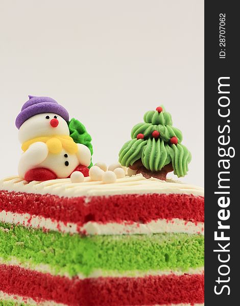 Chirsmas cake with santa and snowman chrismas tree. Chirsmas cake with santa and snowman chrismas tree.