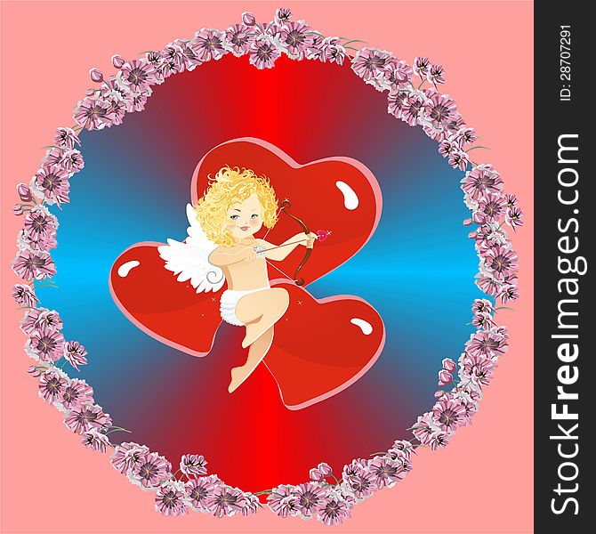 Composition for Valentine's Day with Cupid. Composition for Valentine's Day with Cupid