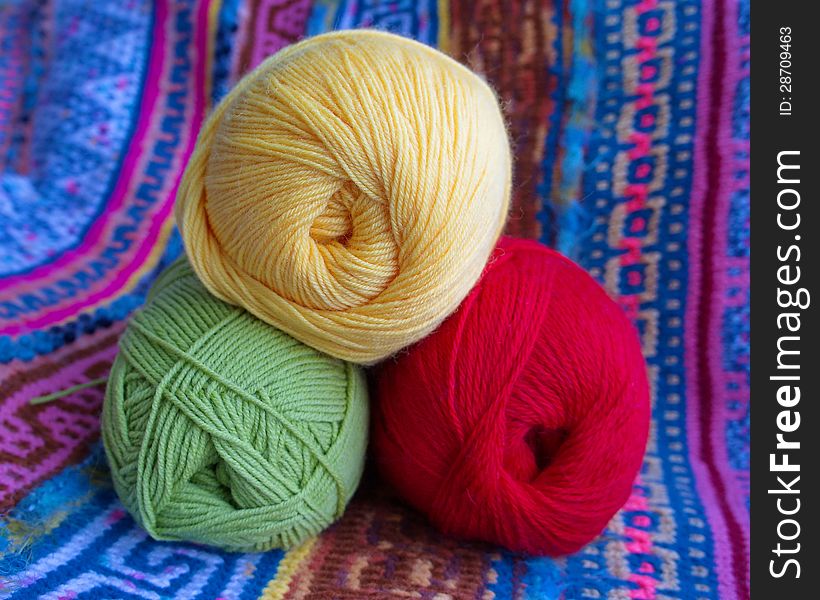 Three Tangle Of Yarn For Knitting.