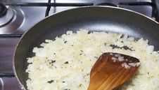 Sliced Onion Fried In A Pan Royalty Free Stock Photos Sliced Onion Fried In A Pan Royalty Free Stock Photos