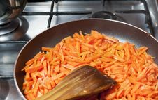 Sliced Carrots Fried In A Pan Royalty Free Stock Photo Sliced Carrots Fried In A Pan Royalty Free Stock Photo