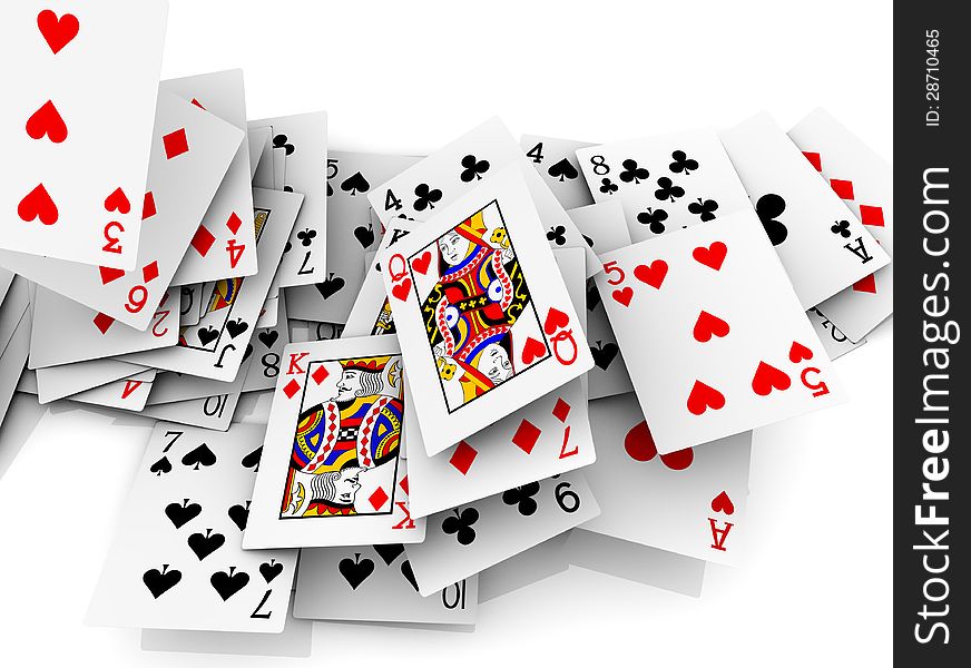 3d cards falling and  background. 3d cards falling and  background