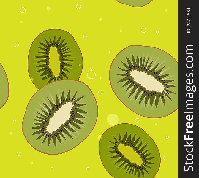 Background of kiwi slices. Vector.