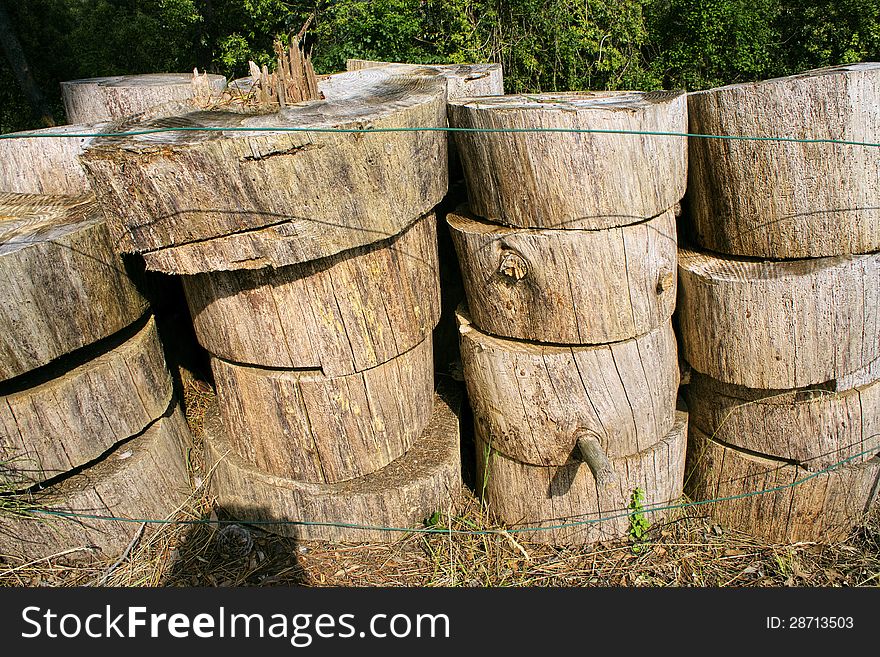 Detail of a pile of wood