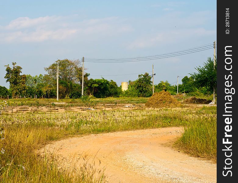 Country road in rural areas of Thailand.