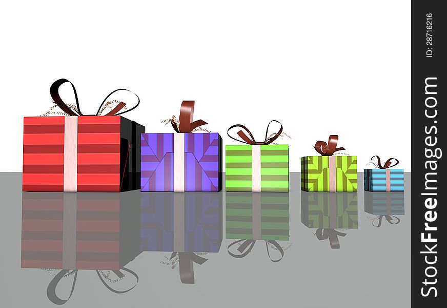 Isolated gift boxes of different size