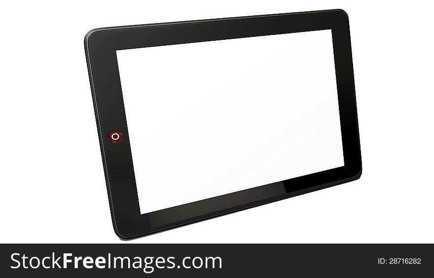 Black isolated tablet pc and white background
