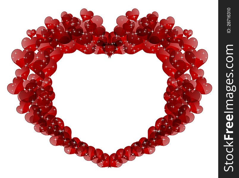Red shining heart for valentines day, symbol of love